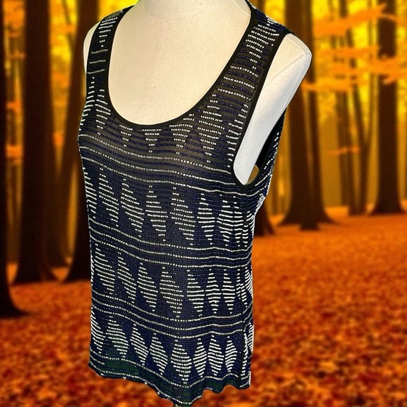 Parker Rare ‘Lola’ Diamond Design Beaded Split-Back High-Low Tank Top Size Small - Picture 5 of 16